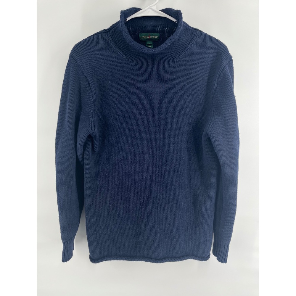 JCrew Always Oarsman Roll Neck Sweater Mens XS Navy Blue Cotton Heavy Knit